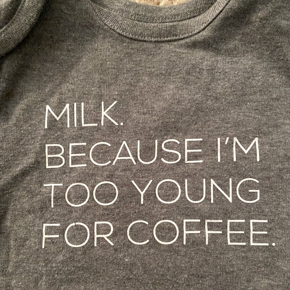 Milk. 🥛 Jumping beans onesie, 6m